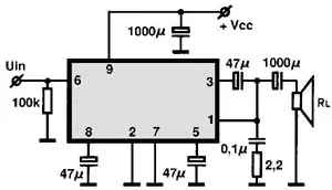 AN7111 electronic component with associated schematic circuit diagram