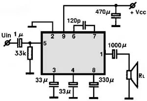 AN7116 electronic component with associated schematic circuit diagram