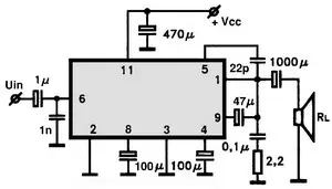 AN7150 electronic component with associated schematic circuit diagram