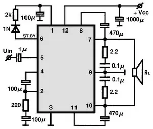 AN7164 electronic component with associated schematic circuit diagram