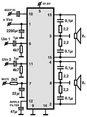 AN7195K electronic component with associated schematic circuit diagram