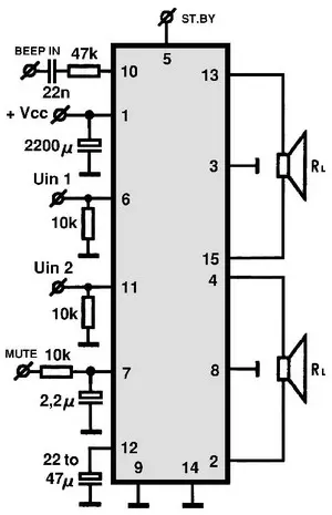 AN7198Z electronic component with associated schematic circuit diagram