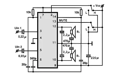 CX20172 electronic component with associated schematic circuit diagram