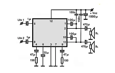 D7232P electronic component with associated schematic circuit diagram