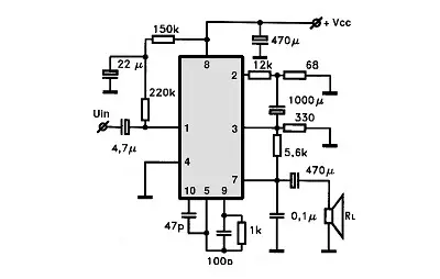 HA1308 electronic component with associated schematic circuit diagram