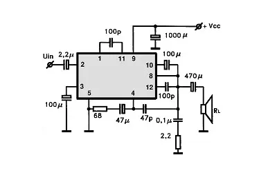 HA1310 electronic component with associated schematic circuit diagram