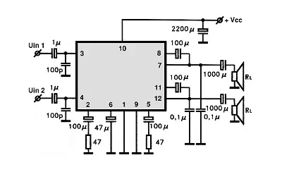 HA13102 electronic component with associated schematic circuit diagram