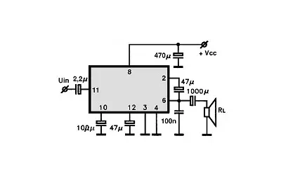 HA13104 electronic component with associated schematic circuit diagram