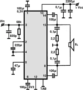 HA13116 electronic component with associated schematic circuit diagram