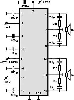 HA13127 electronic component with associated schematic circuit diagram