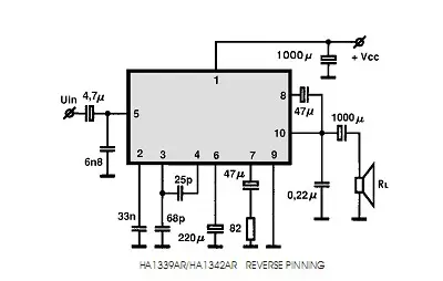 HA1339A electronic component with associated schematic circuit diagram