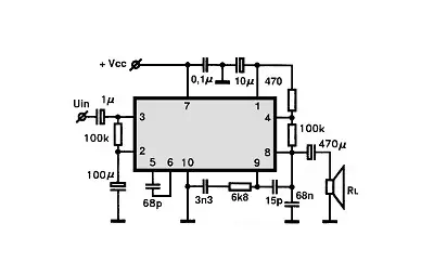 HA1345V electronic component with associated schematic circuit diagram