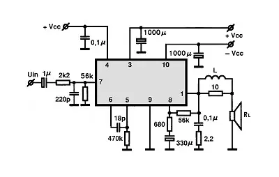 HA1350 electronic component with associated schematic circuit diagram