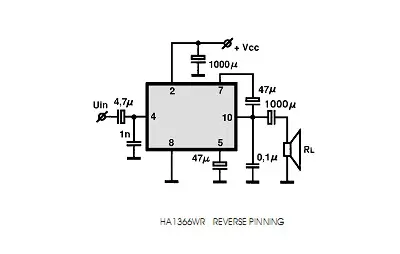 HA1366W electronic component with associated schematic circuit diagram