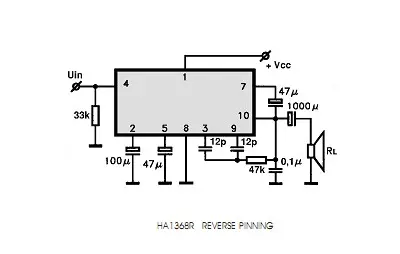 HA1368 electronic component with associated schematic circuit diagram