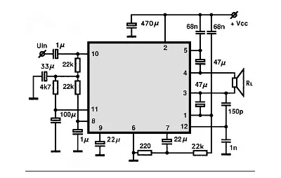 HA1371 electronic component with associated schematic circuit diagram