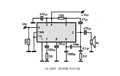 HA1389 electronic component with associated schematic circuit diagram