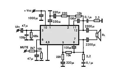 HA1396 electronic component with associated schematic circuit diagram