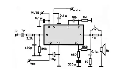 HA1397 electronic component with associated schematic circuit diagram