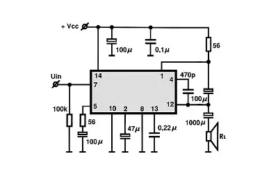 KA2203 electronic component with associated schematic circuit diagram