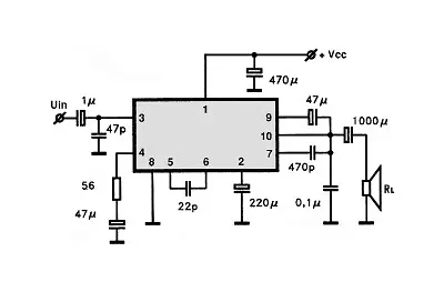 KA2204 electronic component with associated schematic circuit diagram