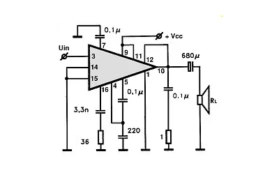 TDA1004 electronic component with associated schematic circuit diagram