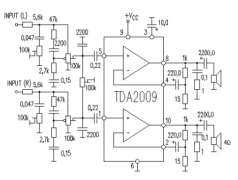 TDA2009,S electronics circuit