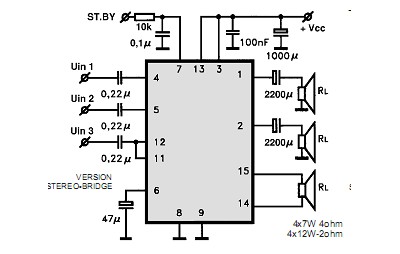 TDA7375H,V electronics circuit