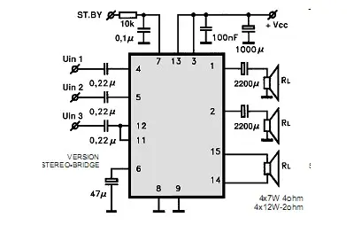 TDA7375H,V electronic component with associated schematic circuit diagram