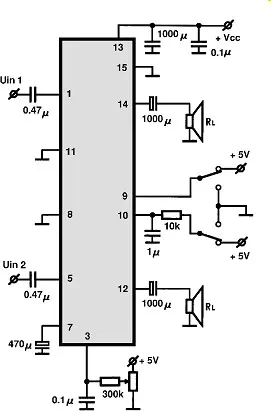 TDA7495 electronic component with associated schematic circuit diagram