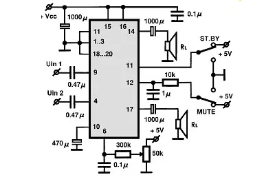 TDA7496L electronic component with associated schematic circuit diagram