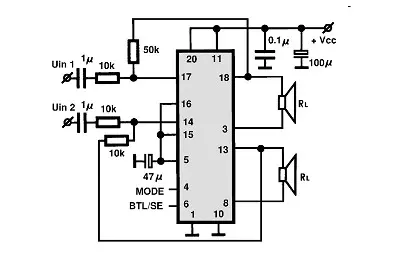 TDA8542TS electronic component with associated schematic circuit diagram