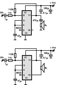 TDA8543 electronic component with associated schematic circuit diagram