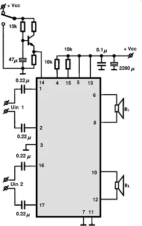 TDA8566Q electronic component with associated schematic circuit diagram