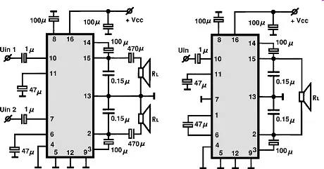 TEA2025B electronic component with associated schematic circuit diagram