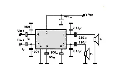 U2822B electronic component with associated schematic circuit diagram