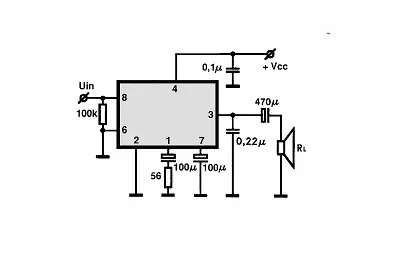 U410B electronic component with associated schematic circuit diagram