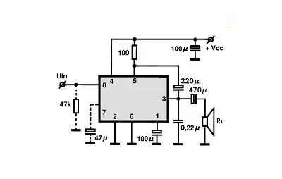 U412B electronic component with associated schematic circuit diagram