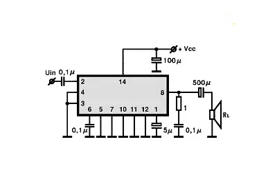 ULN2280B electronic component with associated schematic circuit diagram