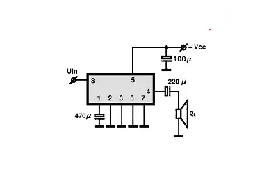 ULN2283B electronic component with associated schematic circuit diagram