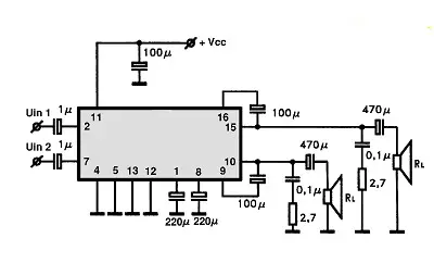 ULN3750B electronic component with associated schematic circuit diagram