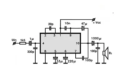 UPC1030H electronic component with associated schematic circuit diagram