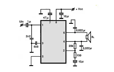 UPC1218H electronic component with associated schematic circuit diagram