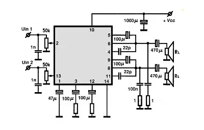 UPC1263C electronic component with associated schematic circuit diagram