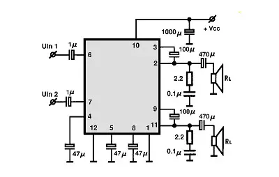 UPC1278H electronic component with associated schematic circuit diagram