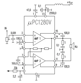 UPC1280V electronic component with associated schematic circuit diagram