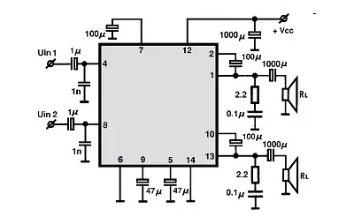 UPC1288V electronic component with associated schematic circuit diagram