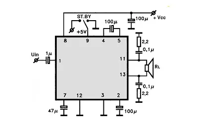 UPC1308V electronic component with associated schematic circuit diagram