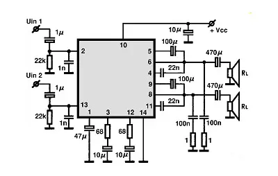 UPC1316C electronic component with associated schematic circuit diagram