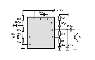 UPC563 electronic component with associated schematic circuit diagram